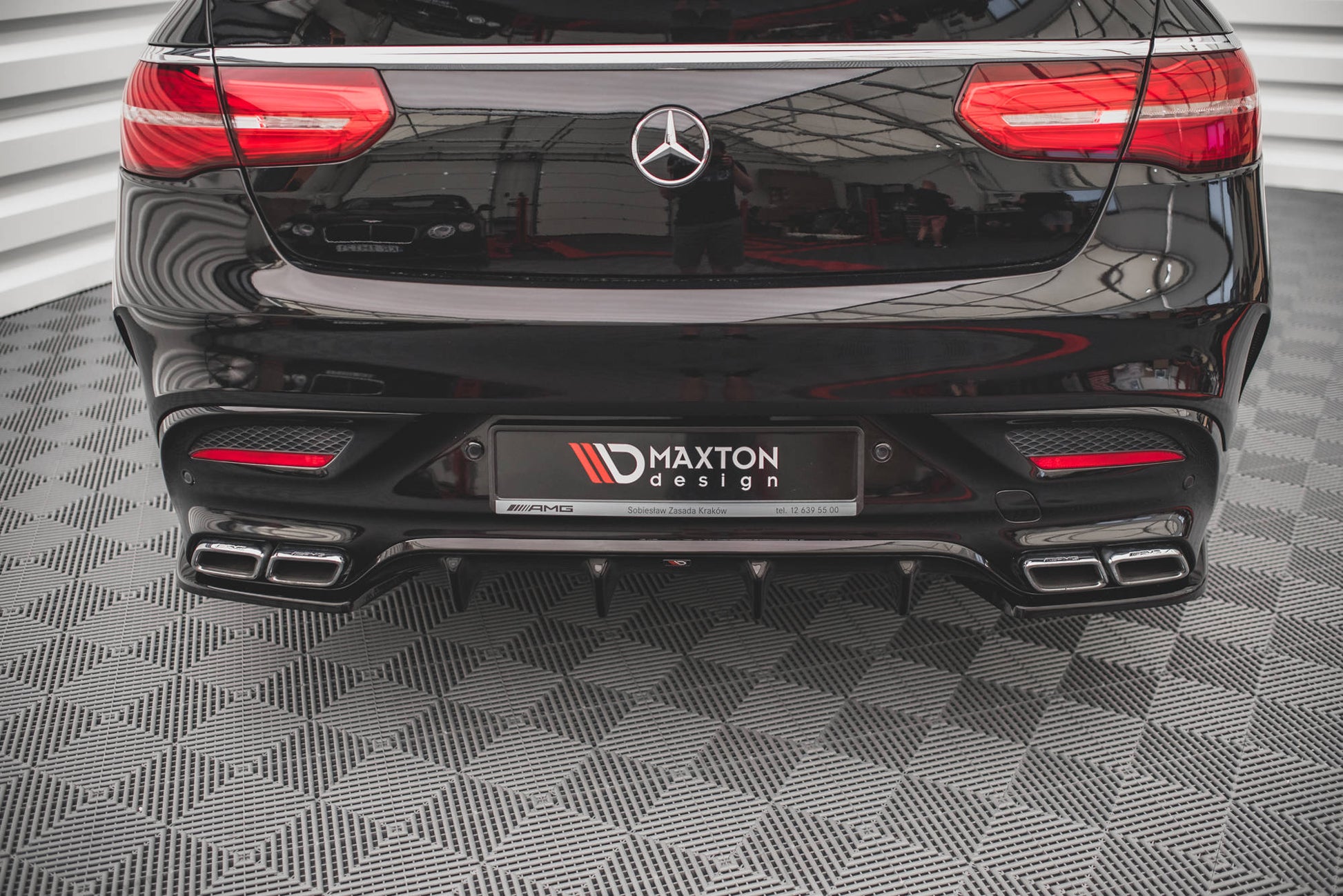 Heck Ansatz Flaps Diffusor V.1 für Mercedes-Benz GLE Coupe 63 AMG C292 schwarz matt