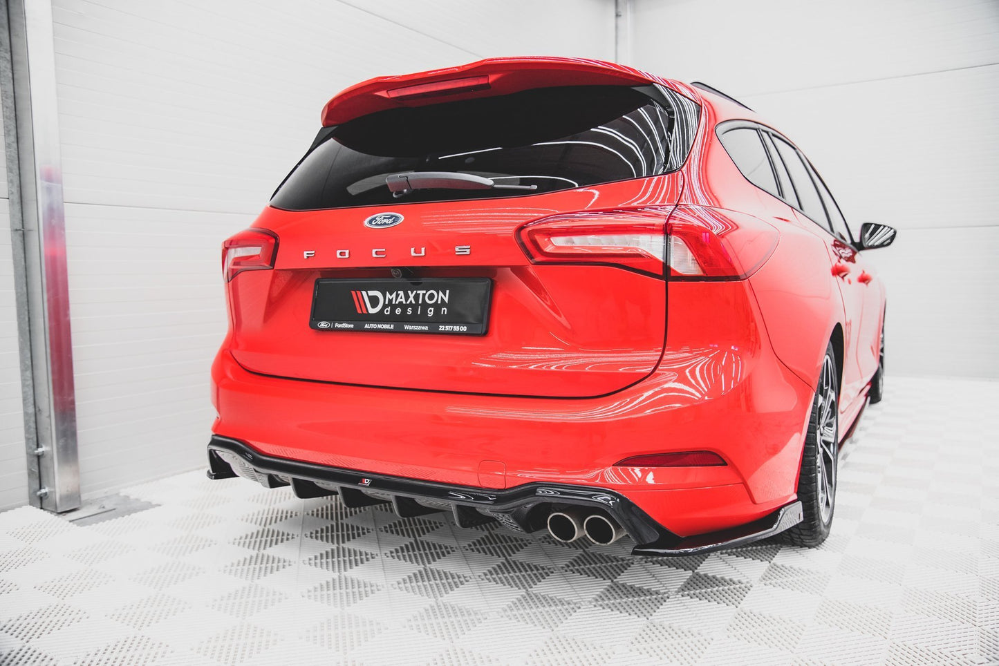 Diffusor Heck Ansatz für Ford Focus ST-Line Kombi Mk4 schwarz Hochglanz