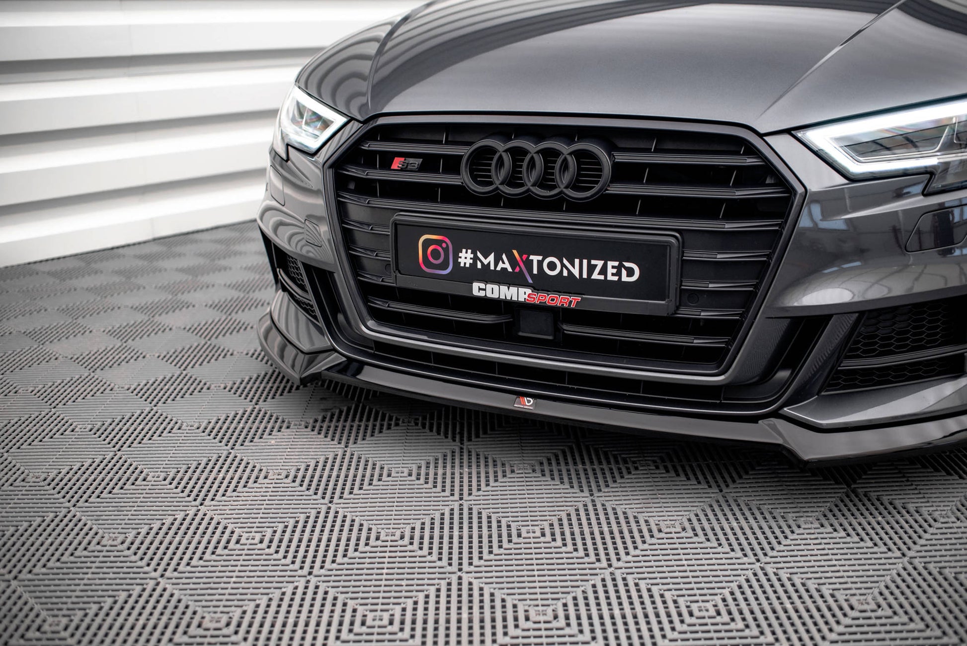 Front Ansatz V.3 für Audi S3 Sportback 8V Facelift schwarz matt