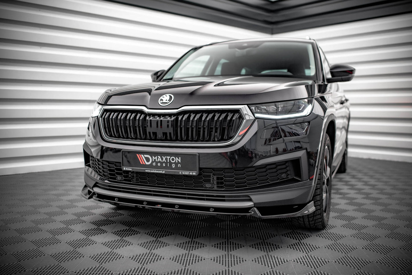 Front Ansatz V.1 für Skoda Kodiaq Mk1 Facelift schwarz matt