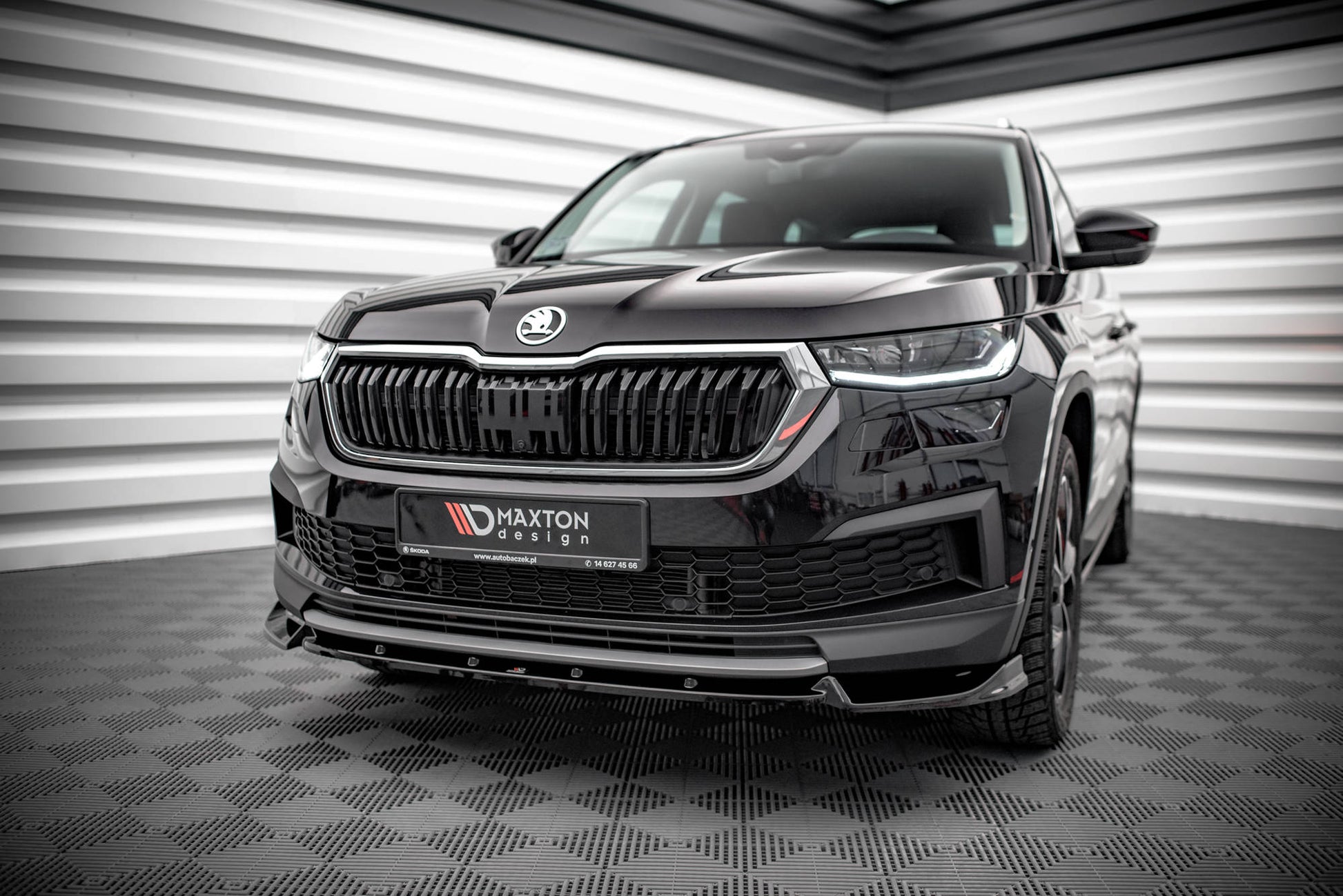 Front Ansatz V.1 für Skoda Kodiaq Mk1 Facelift schwarz matt