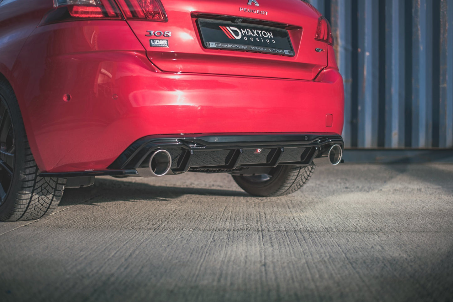 Heck Ansatz Flaps Diffusor für Peugeot 308 GT Mk2 Facelift schwarz matt