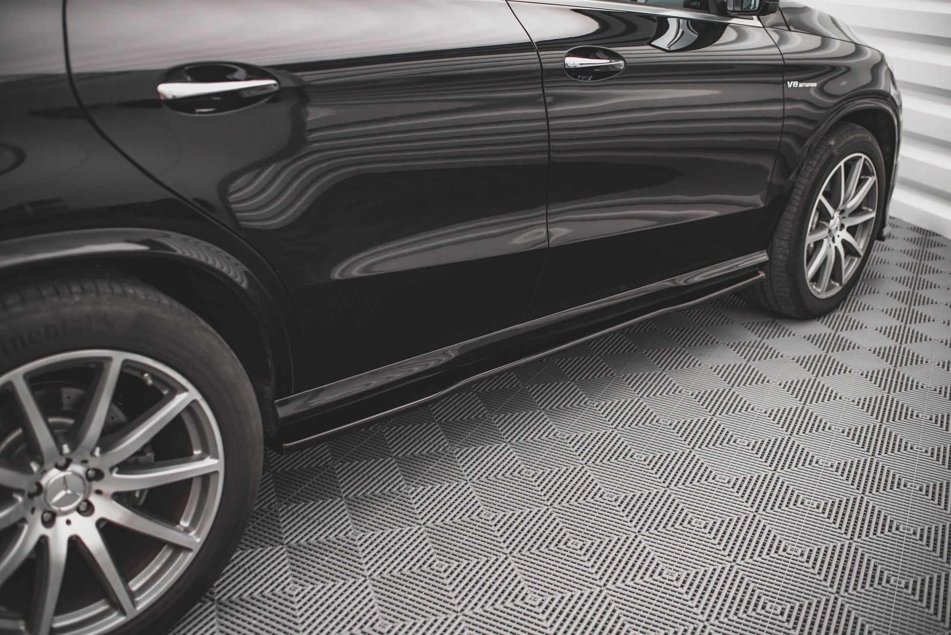 Seitenschweller Ansatz für Mercedes-Benz GLE Coupe 63 AMG C292 schwarz matt