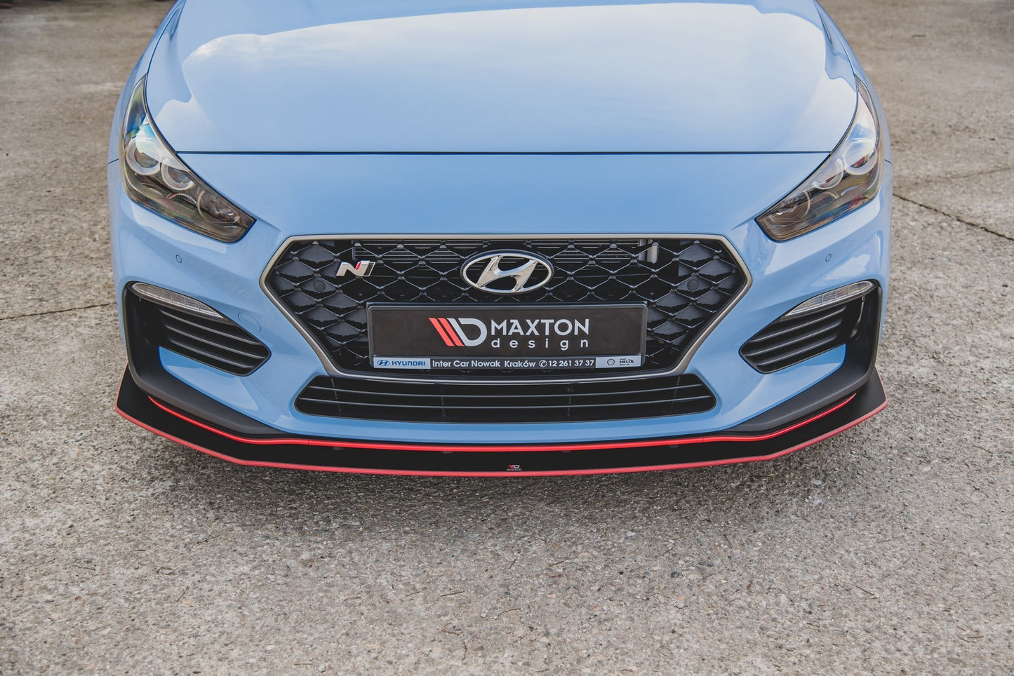 Robuste Racing Front Ansatz für passend +Flaps für Hyundai I30 N Mk3 Hatchback / Fastback schwarz Hochglanz