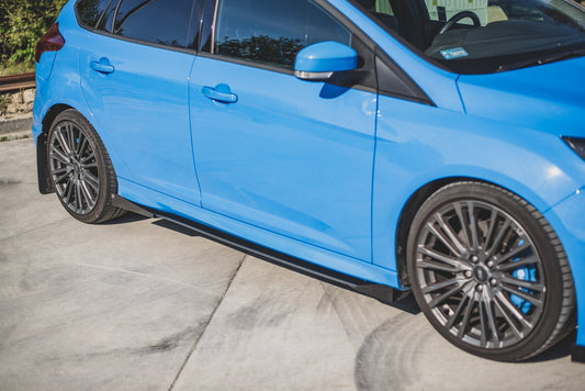Robuste Racing Seitenschweller Ansatz für für + Flaps Ford Focus RS Mk3 schwarz Hochglanz