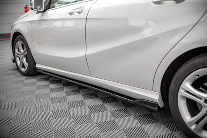 Seitenschweller Ansatz für V.1 für Mercedes-Benz A W176 schwarz matt