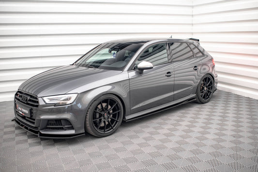 Seitenschweller Ansatz für Audi S3 Sportback 8V Facelift schwarz matt