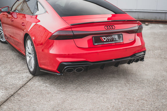 Heck Ansatz Flaps Diffusor für Audi S7 C8 schwarz matt