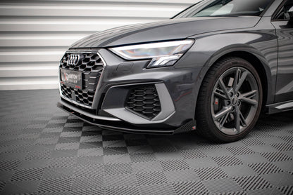 Street Pro Front Ansatz für +Flaps für V.1 + Flaps Audi S3 / A3 S-Line 8Y schwarz Hochglanz