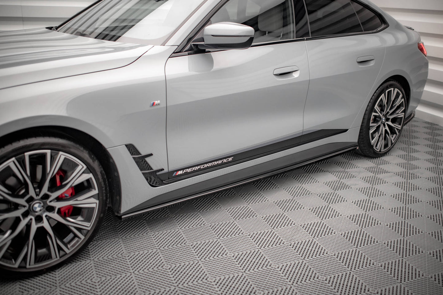 Seitenschweller Ansatz für V.1 für BMW 4er Gran Coupe M-Paket G26 Carbon Look