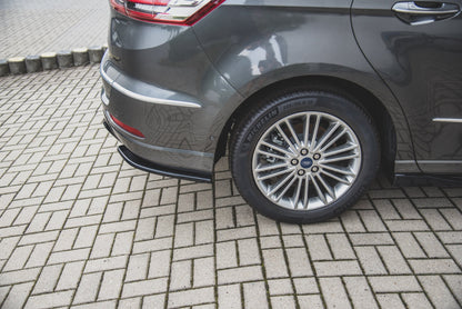 Heck Ansatz Flaps Diffusor für Ford S-Max Vignale Mk2 Facelift Carbon Look