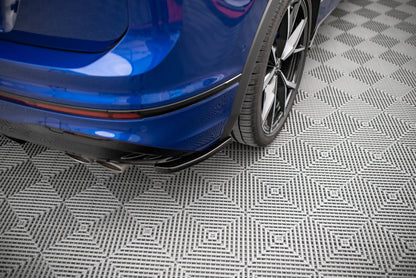 Heck Ansatz Flaps Diffusor für Volkswagen Tiguan R Mk2 Facelift Carbon Look