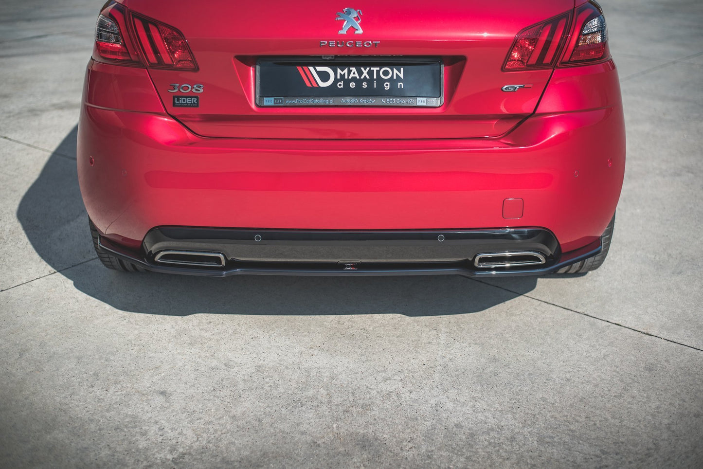 Mittlerer Diffusor Heck Ansatz für Peugeot 308 GT Mk2 Facelift schwarz matt