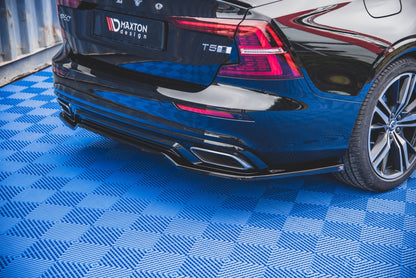 Mittlerer Diffusor Heck Ansatz für Volvo S60/V60 R-Design Mk3 schwarz Hochglanz