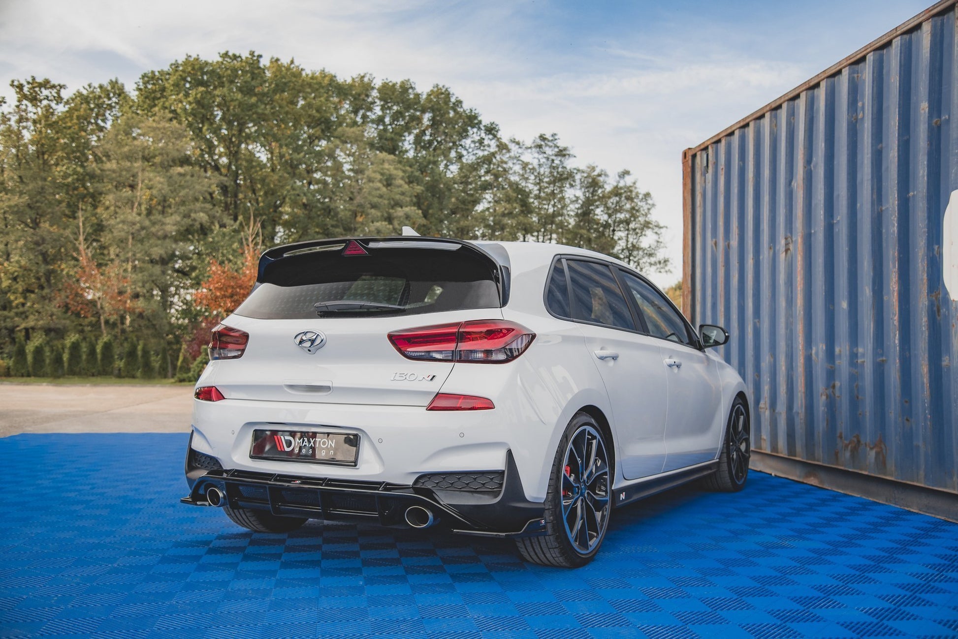 Heck Ansatz Flaps Diffusor V.4 für Hyundai I30 N Mk3 Hatchback Carbon Look
