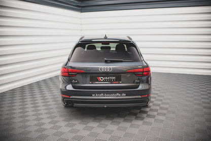 Heck Ansatz Flaps Diffusor für Audi A4 Avant B9 Carbon Look