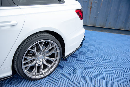 Heck Ansatz Flaps Diffusor für Audi A6 C8 S-Line schwarz matt