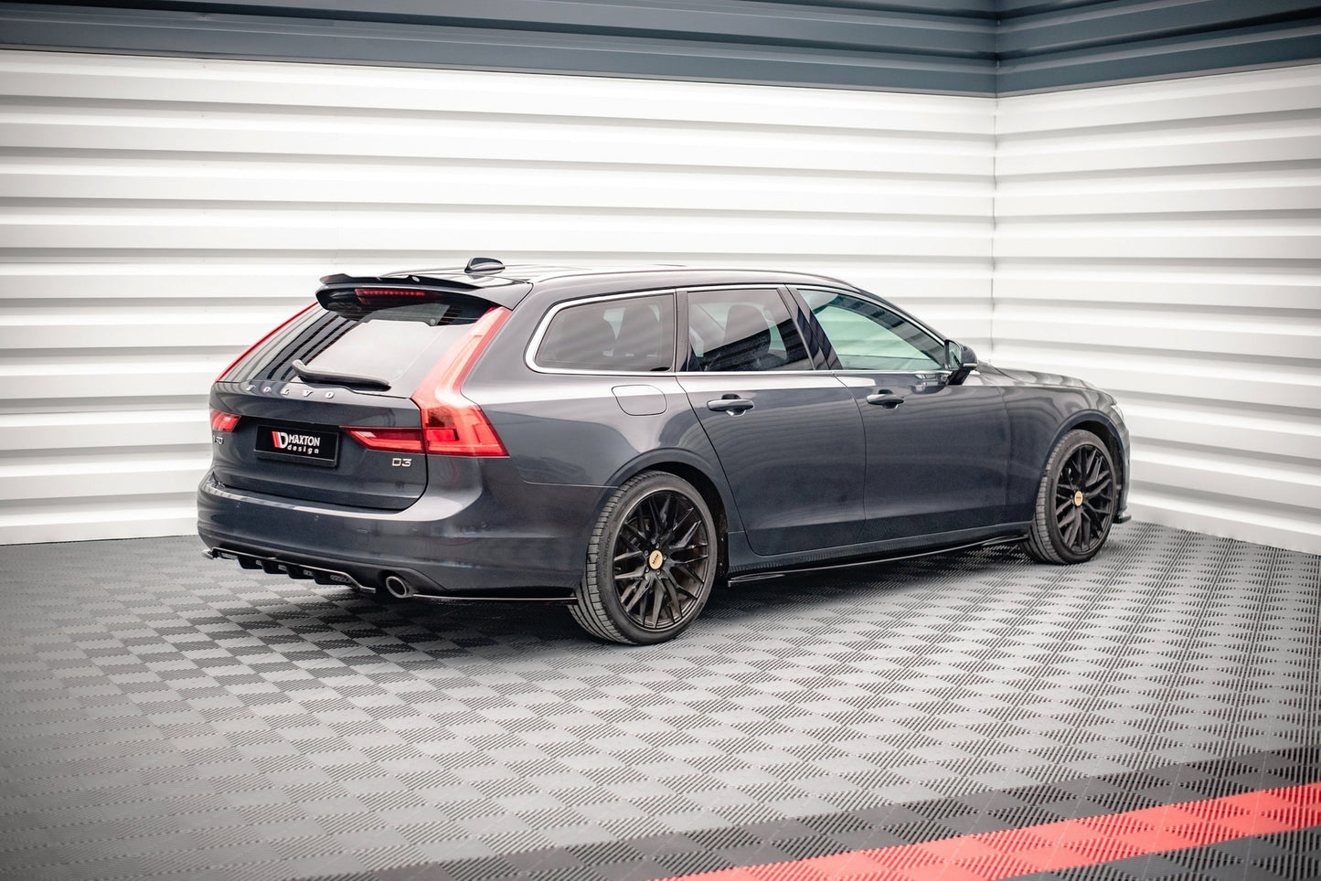 Mittlerer Diffusor Heck Ansatz DTM Look für Volvo V90 Mk2 schwarz matt