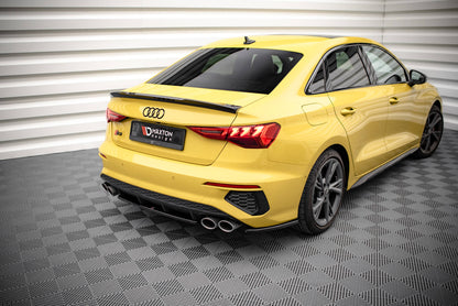 Heck Ansatz Flaps Diffusor für Audi S3 Limousine 8Y Carbon Look