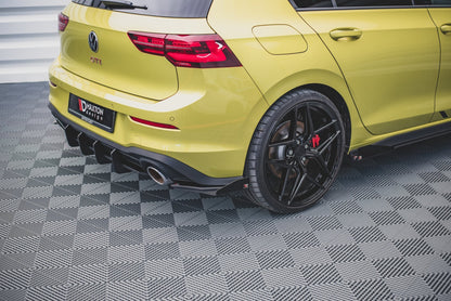 Robuste Racing Heck Ansatz Flaps Diffusor +Flaps für Volkswagen Golf 8 GTI Clubsport schwarz Hochglanz