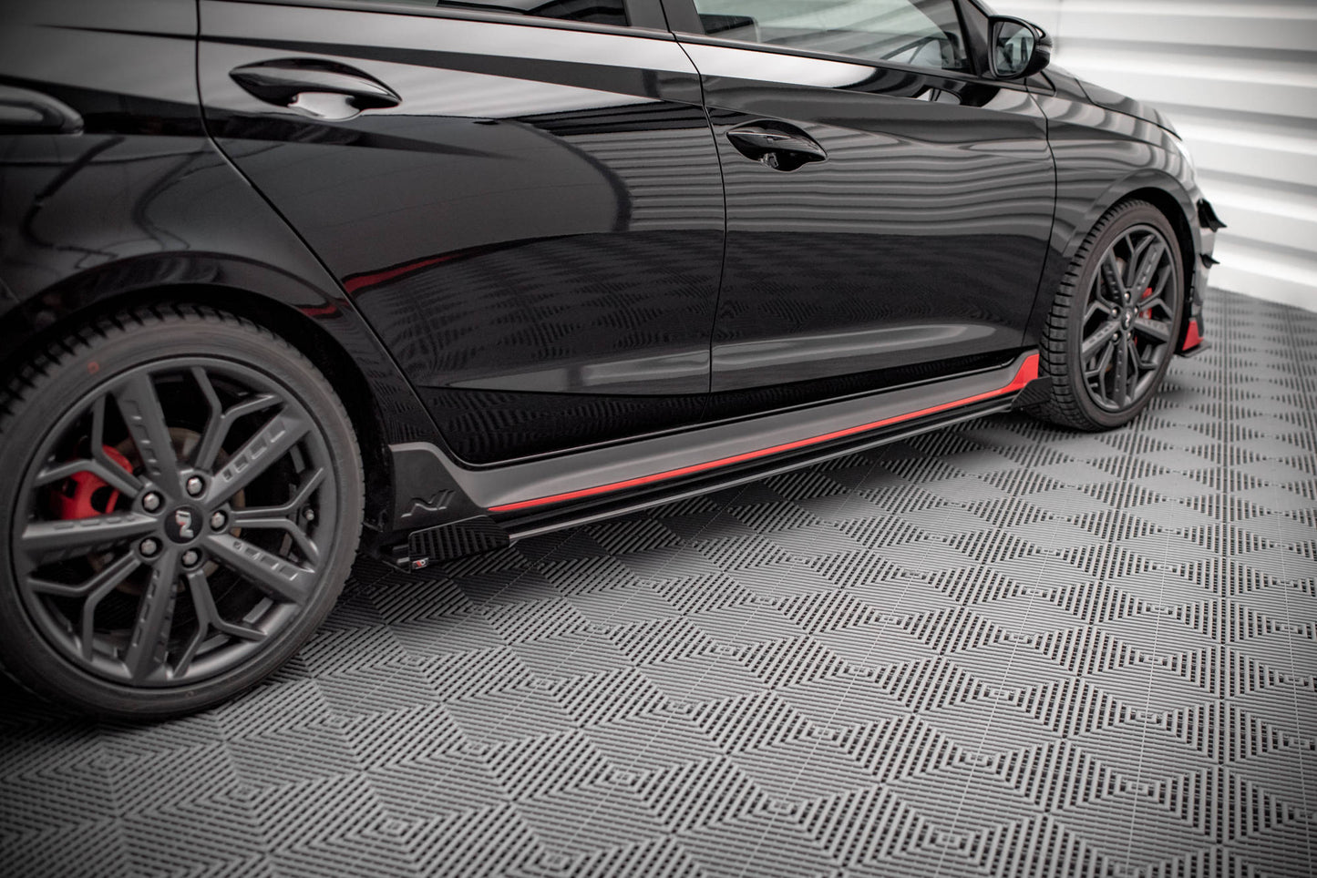 Street Pro Seitenschweller Ansatz für + Flaps Hyundai I20 N Mk3 schwarz Hochglanz