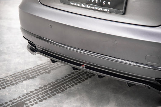 Mittlerer Diffusor Heck Ansatz DTM Look für Audi A8 D4 Facelift schwarz matt