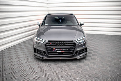 Front Ansatz V.3 für Audi S3 Sportback 8V Facelift schwarz Hochglanz