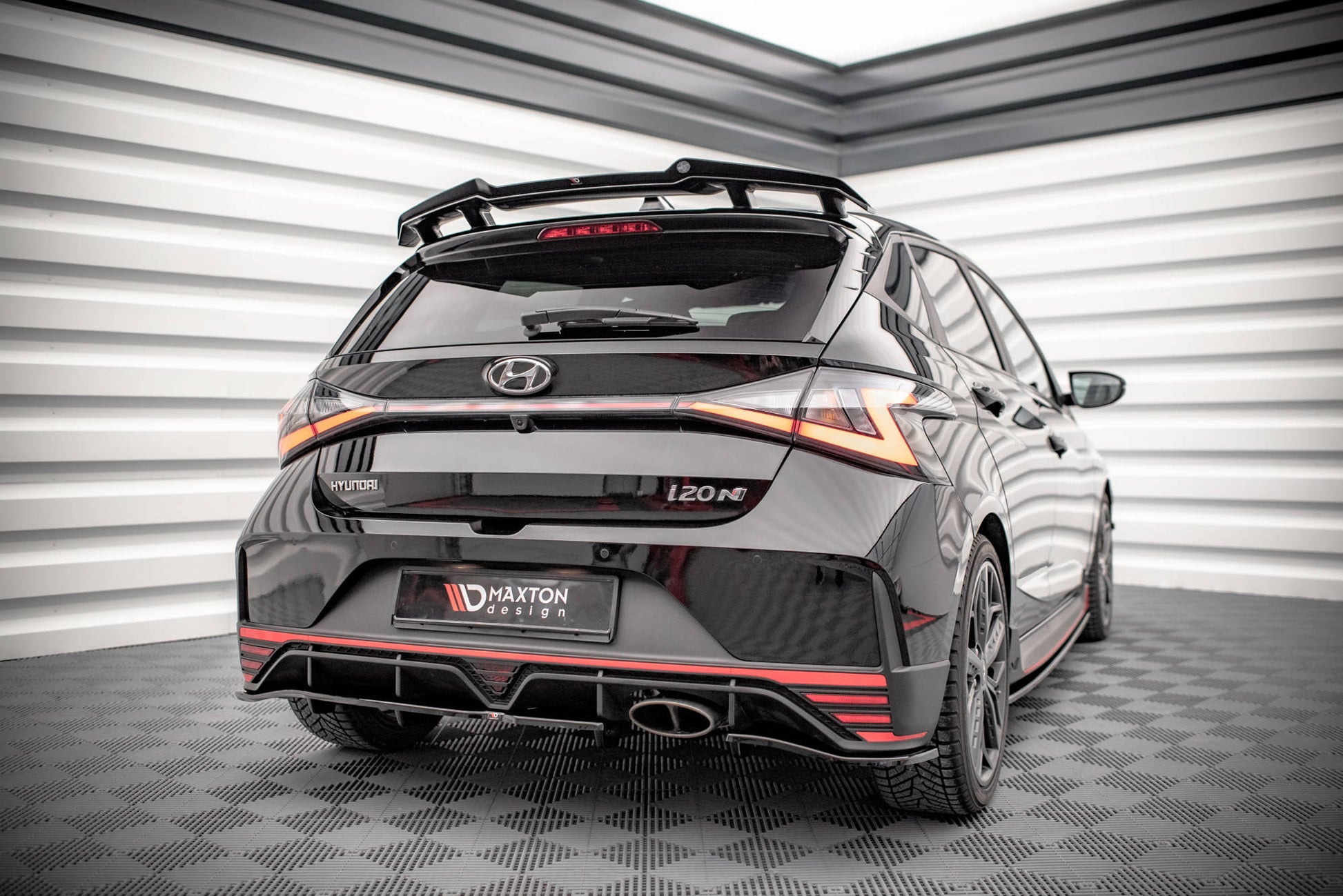 Mittlerer Diffusor Heck Ansatz DTM Look für Hyundai I20 N Mk3 schwarz matt