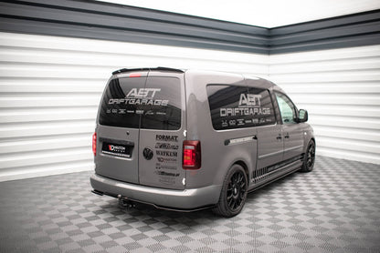 Seitenschweller Ansatz für Volkswagen Caddy Long Mk3 Facelift schwarz Hochglanz
