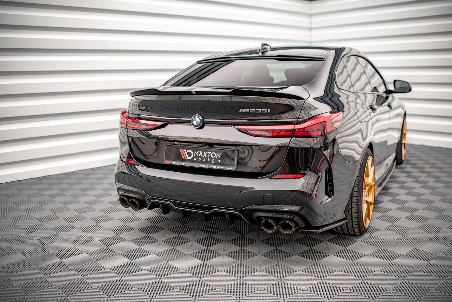 Heck Ansatz Flaps Diffusor für BMW M235i Gran Coupe F44 schwarz matt