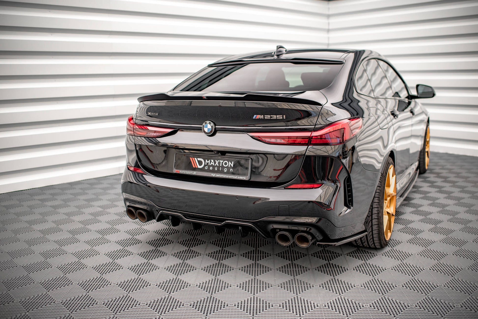 Heck Ansatz Flaps Diffusor für BMW M235i Gran Coupe F44 schwarz matt