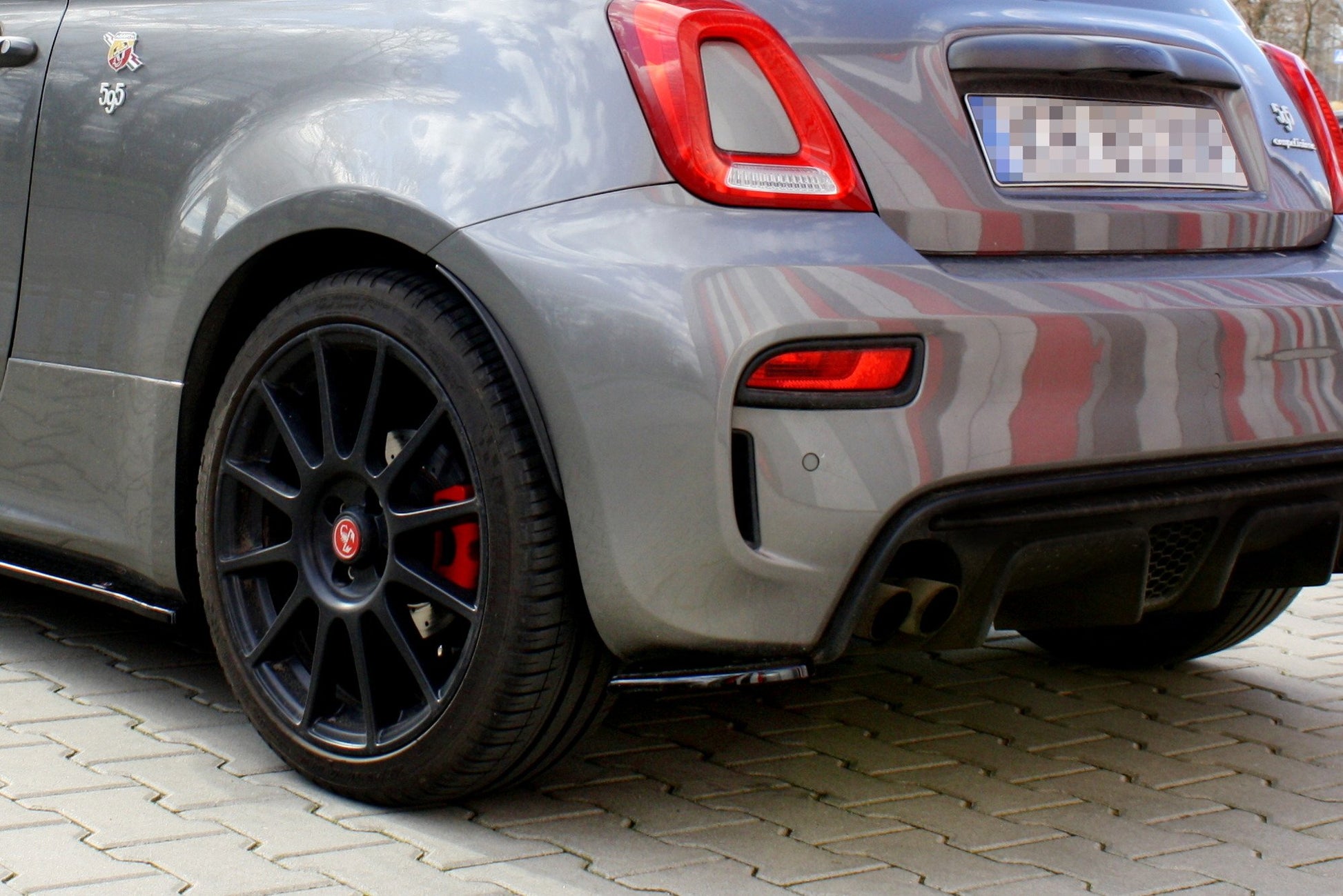 Heck Ansatz Flaps Diffusor für FIAT 500 ABARTH MK1 FACELIFT Carbon Look