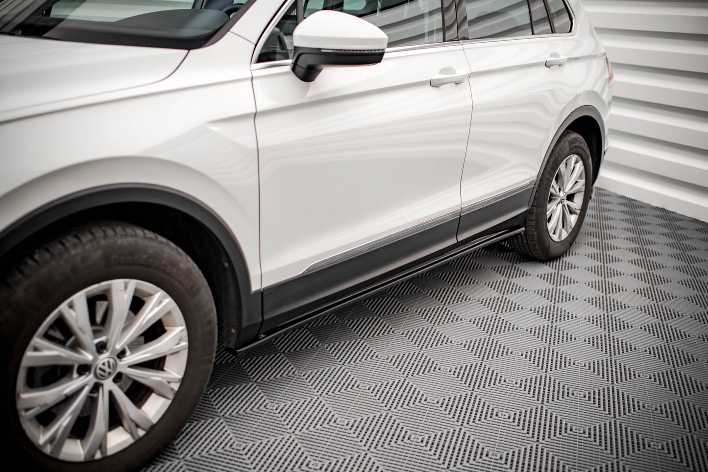 Seitenschweller Ansatz für Volkswagen Tiguan Mk2 schwarz matt