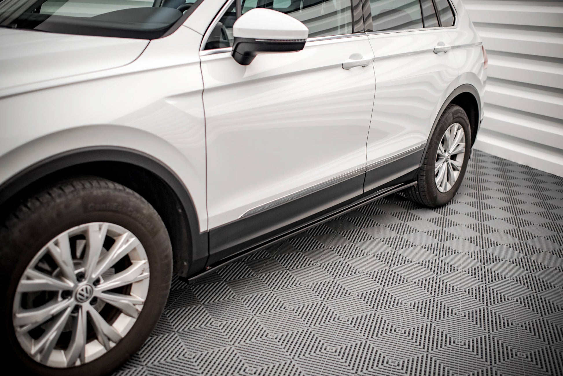 Seitenschweller Ansatz für Volkswagen Tiguan Mk2 schwarz matt