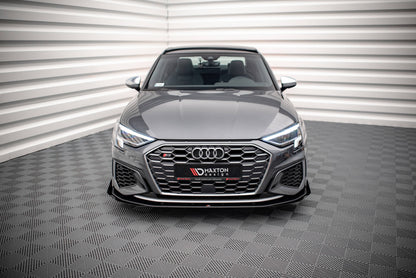 Street Pro Front Ansatz für +Flaps für V.1 + Flaps Audi S3 / A3 S-Line 8Y schwarz Hochglanz