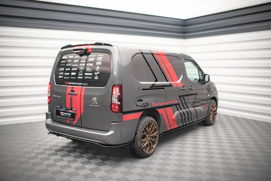 Mittlerer Diffusor Heck Ansatz DTM Look für Peugeot Partner Mk3 schwarz Hochglanz