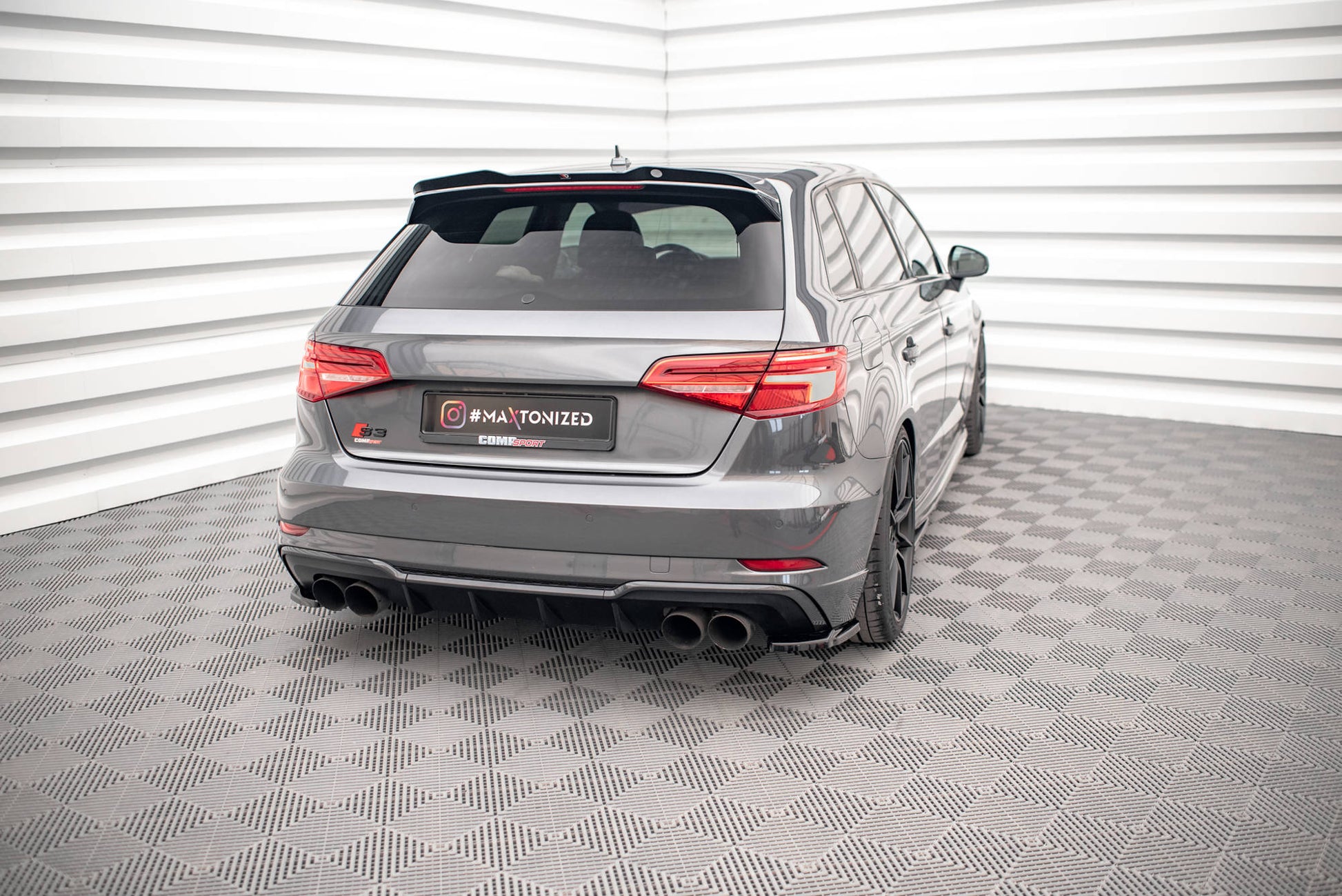 Heck Ansatz Flaps Diffusor für Audi S3 Sportback 8V Facelift schwarz matt