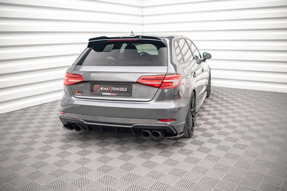 Heck Ansatz Flaps Diffusor für Audi S3 Sportback 8V Facelift schwarz matt