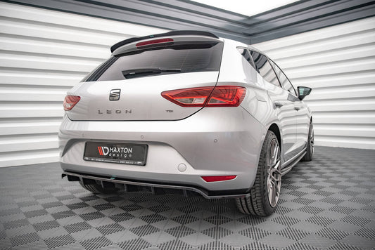 Mittlerer Diffusor Heck Ansatz DTM Look für Seat Leon Hatchback Mk3 schwarz matt
