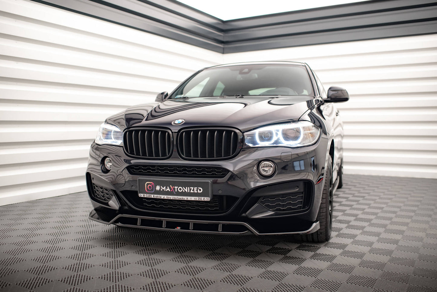 Front Ansatz V.2 für BMW X6 M-Paket F16 schwarz Hochglanz