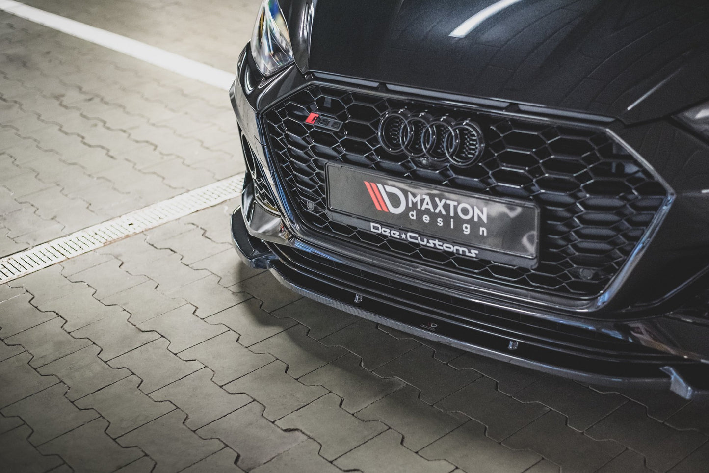 Front Ansatz V.2 für Audi RS5 F5 Facelift schwarz Hochglanz