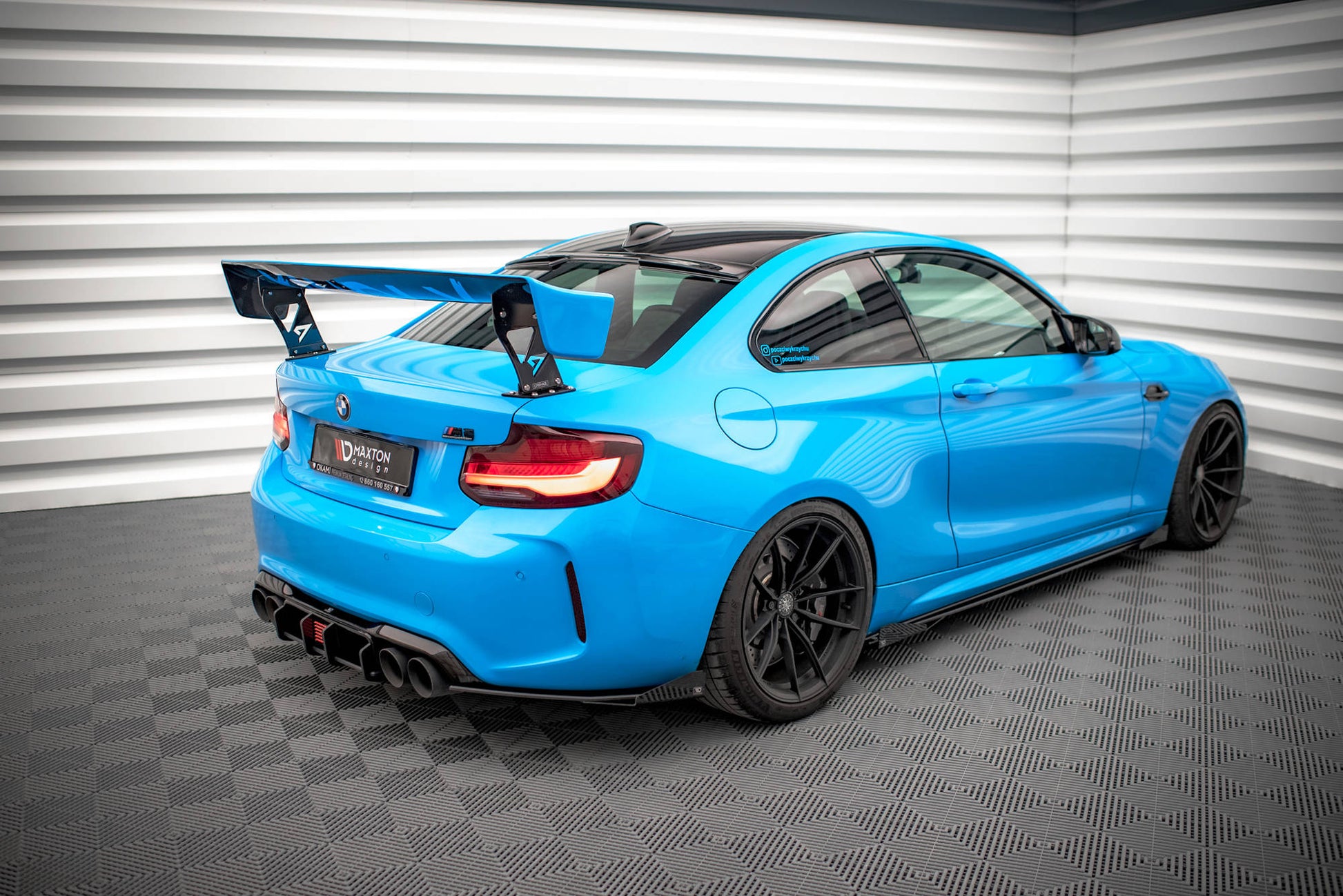 Street Pro Heck Ansatz Flaps Diffusor +Flaps für BMW M2 F87 schwarz Hochglanz