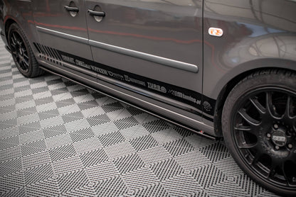 Seitenschweller Ansatz für Volkswagen Caddy Long Mk3 Facelift schwarz matt