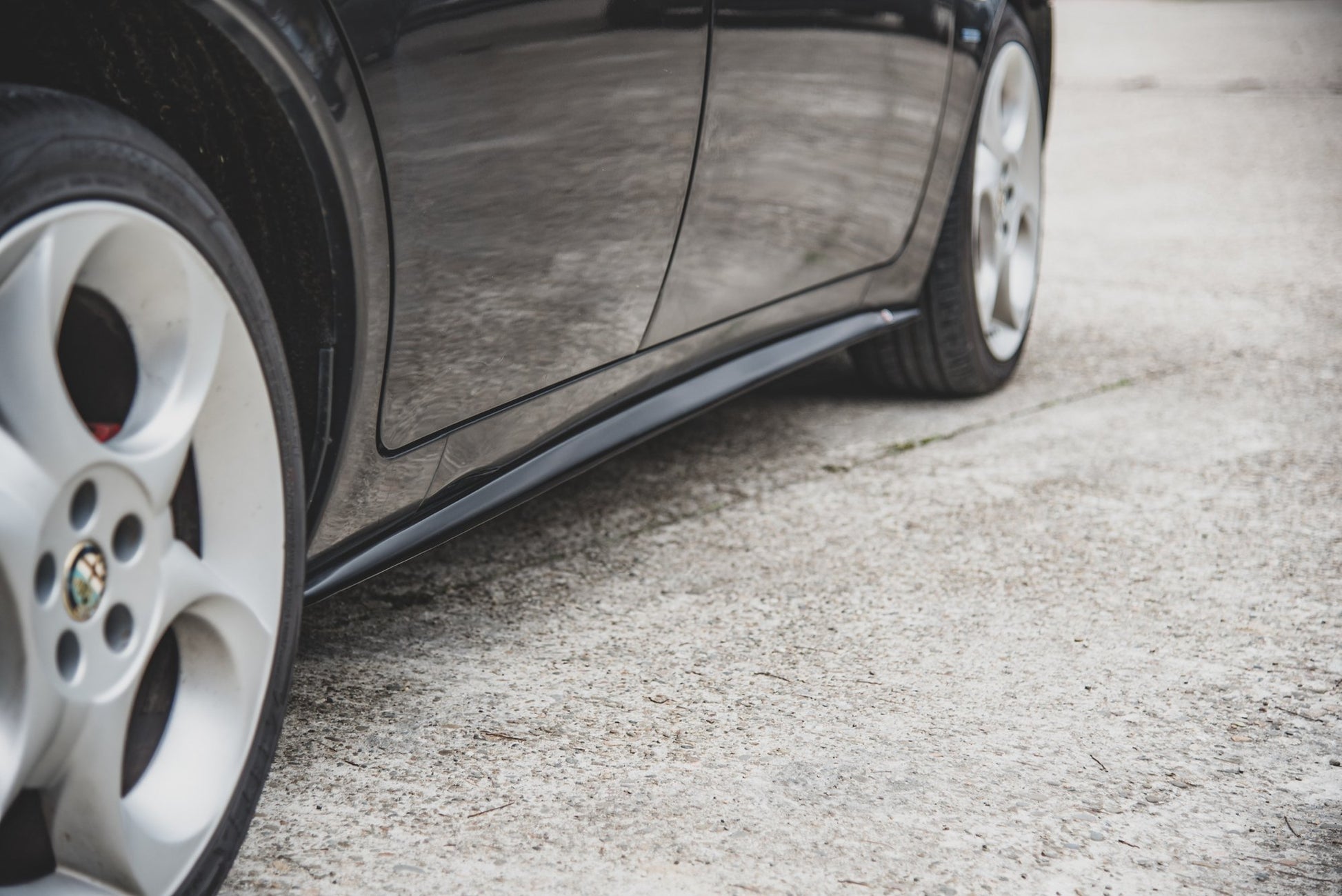 Seitenschweller Ansatz für Alfa Romeo 156 Facelift schwarz Hochglanz