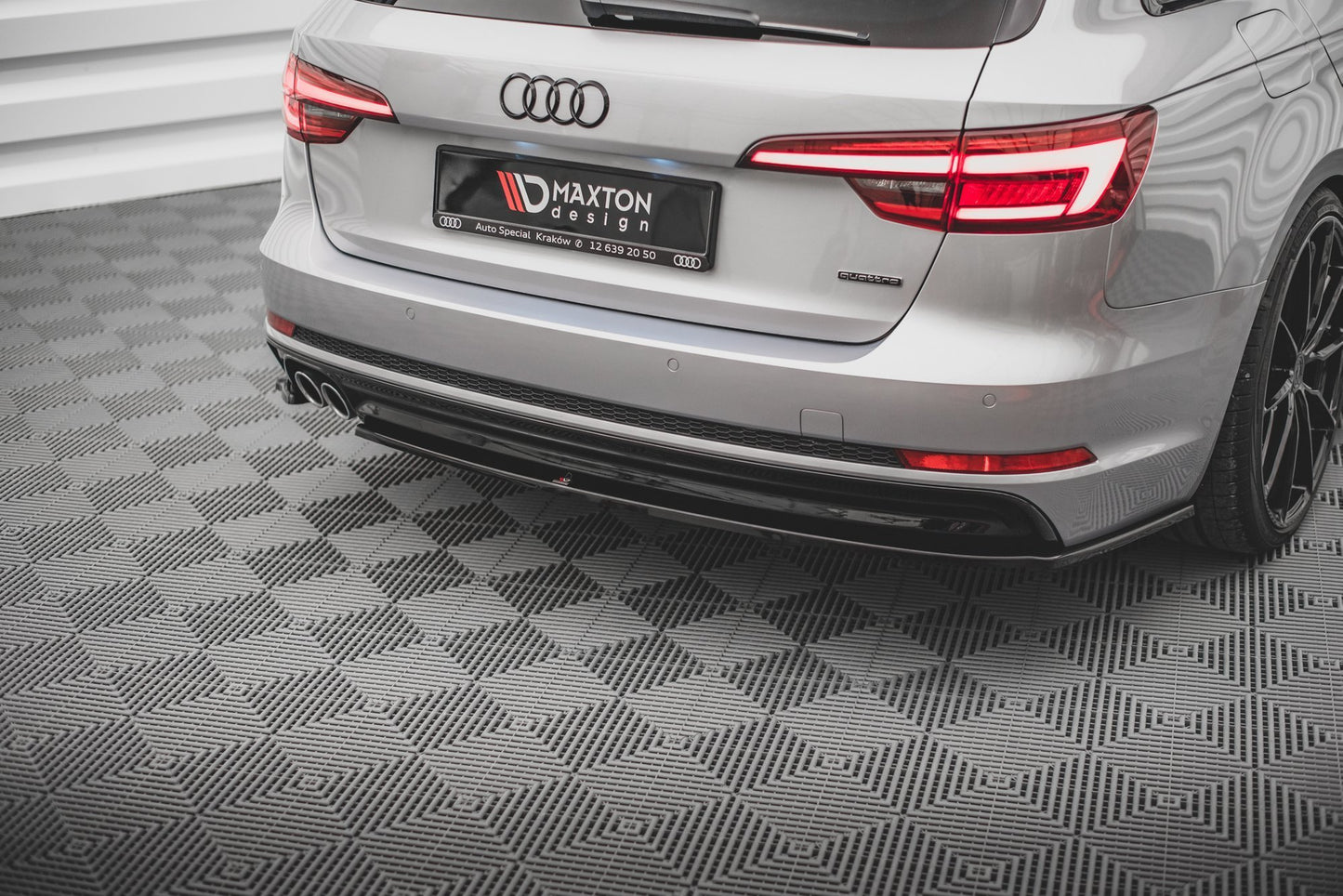 Heck Ansatz Flaps Diffusor V.2 für Audi A4 S-Line B9 schwarz matt