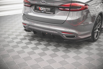 Heck Ansatz Flaps Diffusor V.2 für Ford Mondeo ST-Line Mk5 Facelift schwarz Hochglanz