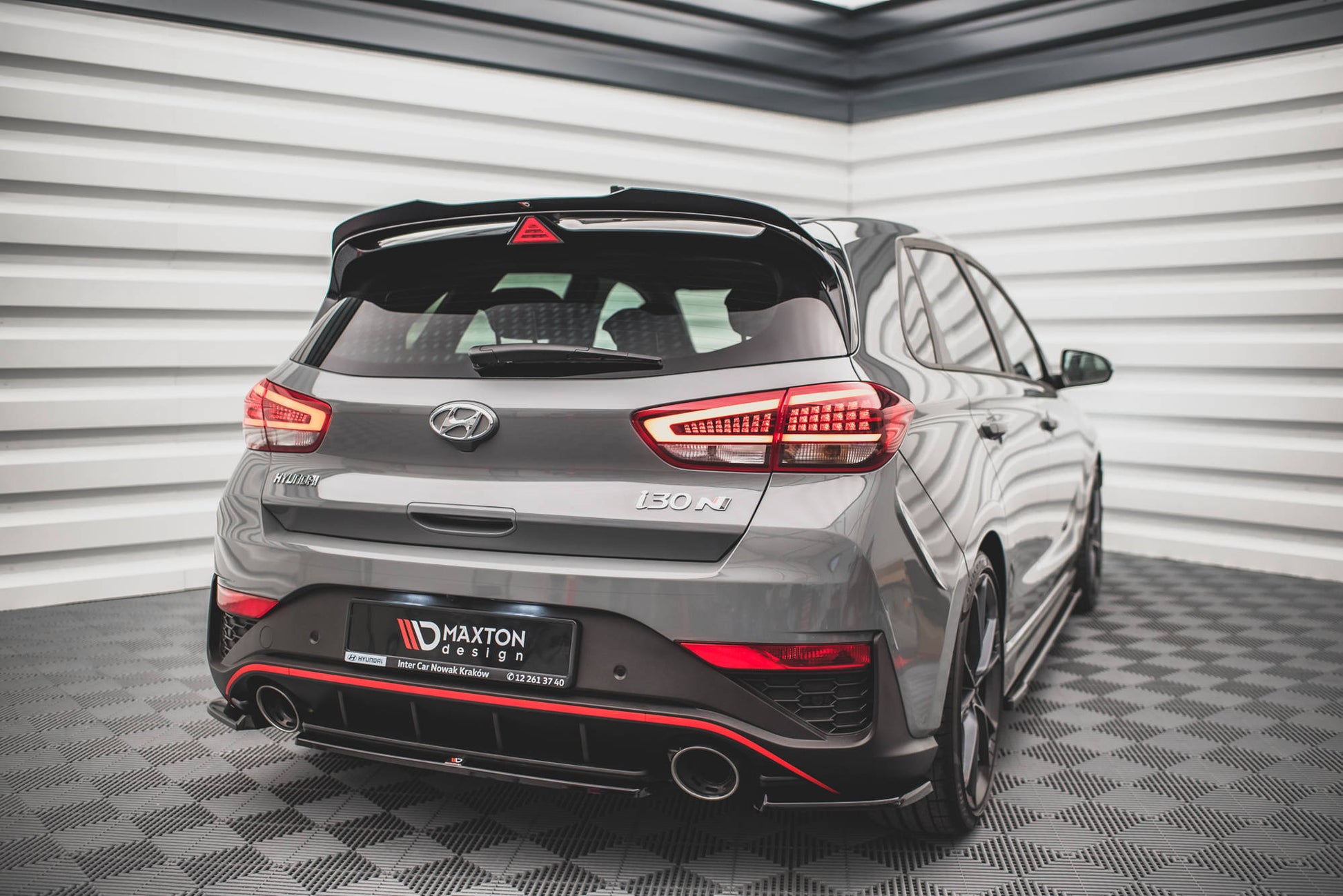Heck Ansatz Flaps Diffusor V.2 für Hyundai I30 N Hatchback Mk3 Facelift Carbon Look