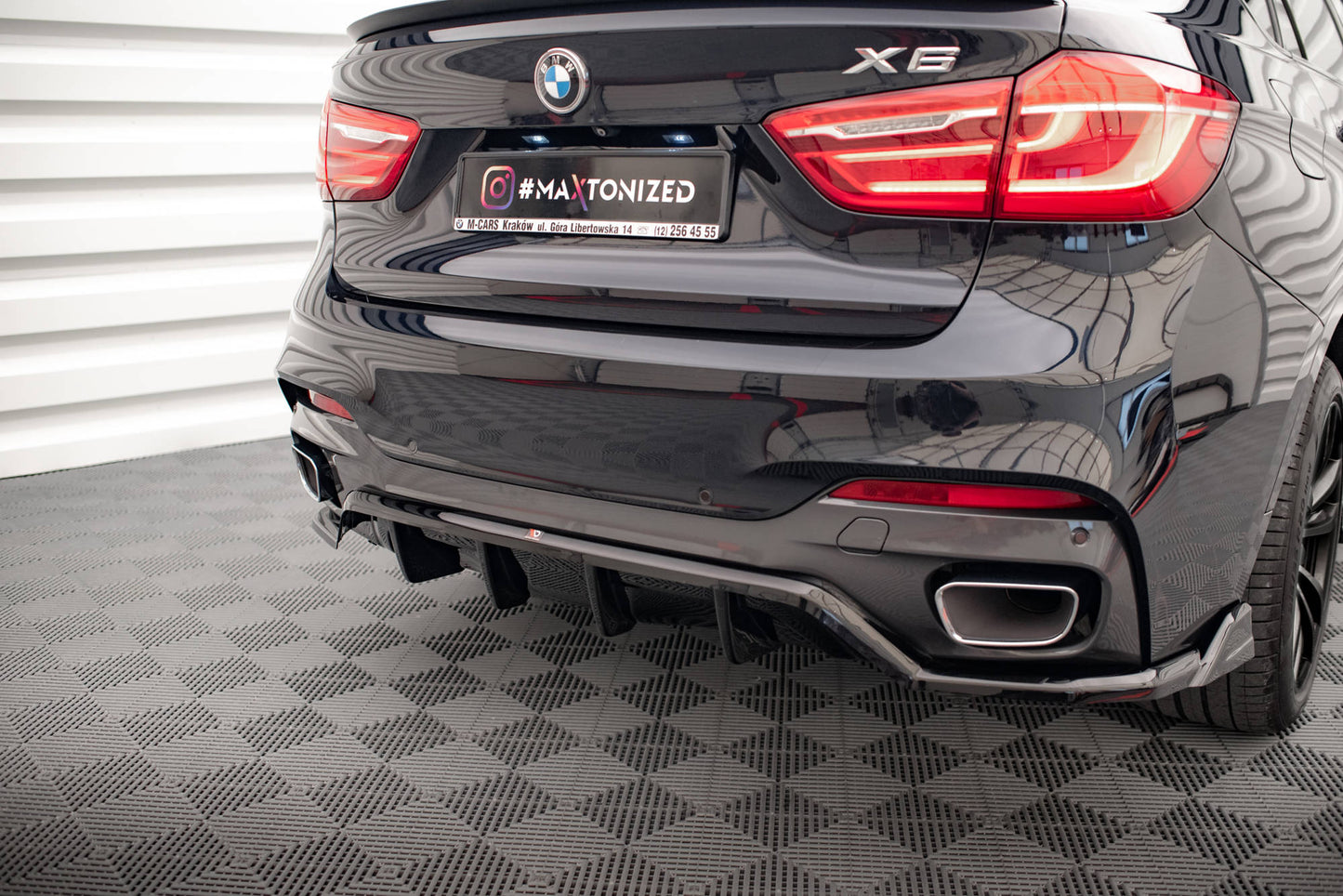 Mittlerer Diffusor Heck Ansatz DTM Look für BMW X6 M-Paket F16 schwarz matt
