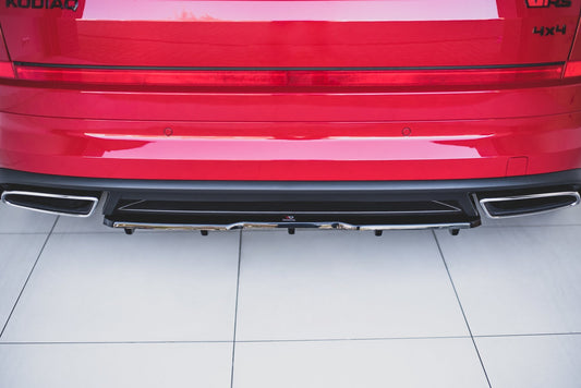 Mittlerer Diffusor Heck Ansatz DTM Look für Skoda Kodiaq RS schwarz matt