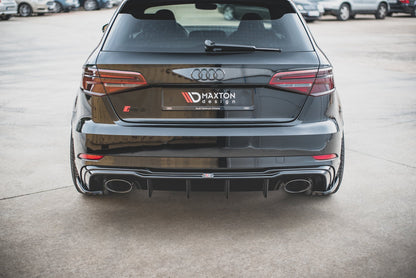 Heck Ansatz Flaps Diffusor V.2 für Audi RS3 8V Sportback Facelift Carbon Look